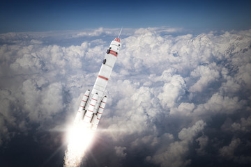 Obraz na płótnie Canvas Rocket Space Ship . Mixed media