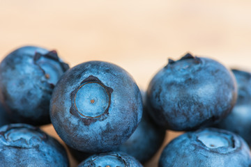 Blueberry on wooden table background