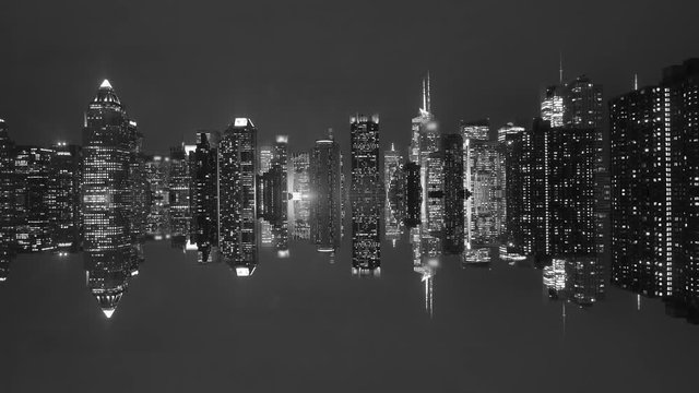 black and white background of cityscape and skyline at night