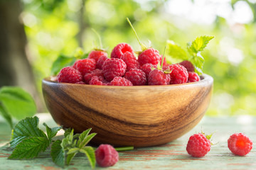 Freshly Picked Raspberries closeup