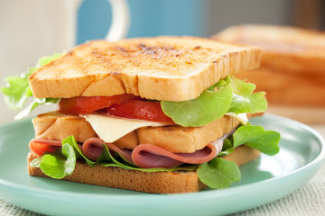 ham sandwich in plate