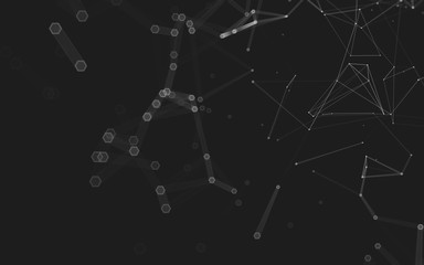 Abstract polygonal space low poly dark background, 3d rendering