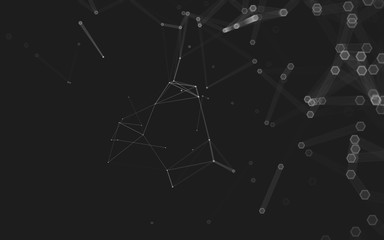 Abstract polygonal space low poly dark background, 3d rendering