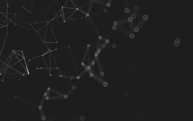 Abstract polygonal space low poly dark background, 3d rendering