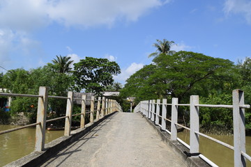 Obraz premium bridge go to river islet in Vietnamese countryside