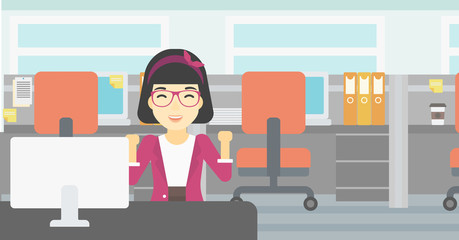 Successful business woman vector illustration.