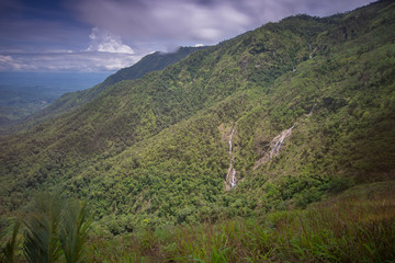 Pre To Lo Su or Pi Tu Kro waterfall (Heart-shaped waterfall) Umphang Tak ,Thailand. View from Ma Muang Sam Muen mountain.