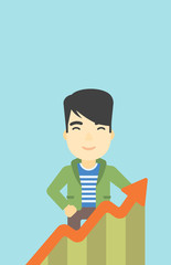 Businessman with growing chart.