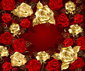 red and gold roses