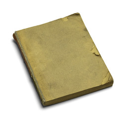 Old Antique Book Torn and Worn With Copy Space Isolated on White Background.