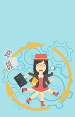 Business woman coping with multitasking.