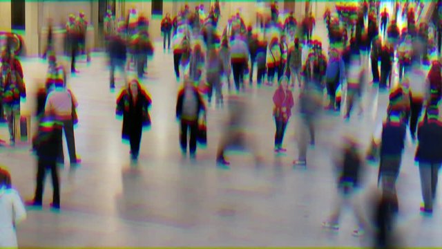 people walking on crowded street in the city. pedestrians commuters background