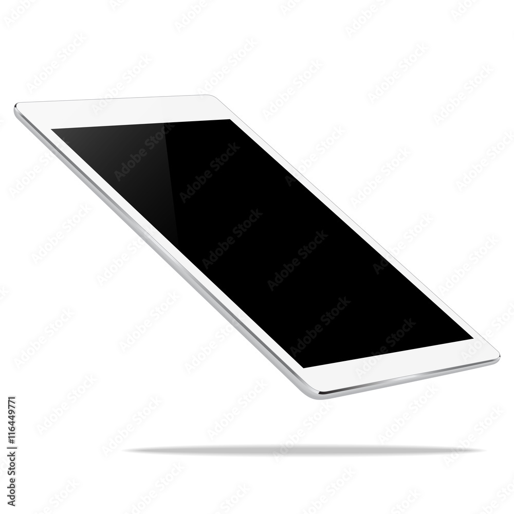 Poster mock up white tablet perspective view isolated on white vector design
