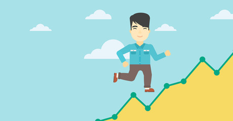 Businessman running upstairs.