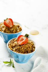 Homemade granola with fresh strawberry