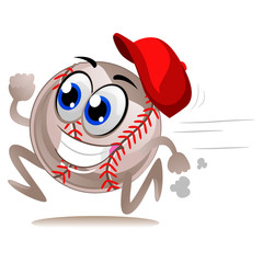 Vector Illustration of Baseball Mascot Running to base