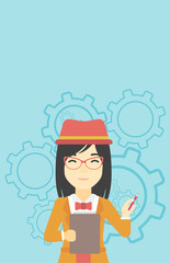 Business woman with pencil vector illustration.