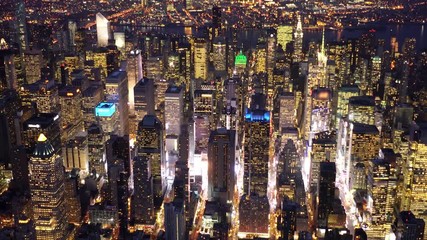 breathtaking aerial shot of modern skyline city at sunset. cityscape view - Powered by Adobe