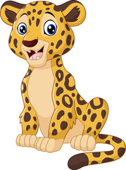 Naklejka premium Cute leopard cartoon