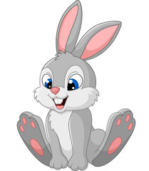 Fototapeta premium Happy bunny cartoon isolated on white background