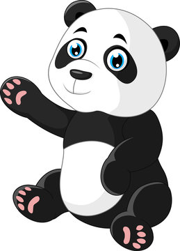 Cartoon panda waving hand

