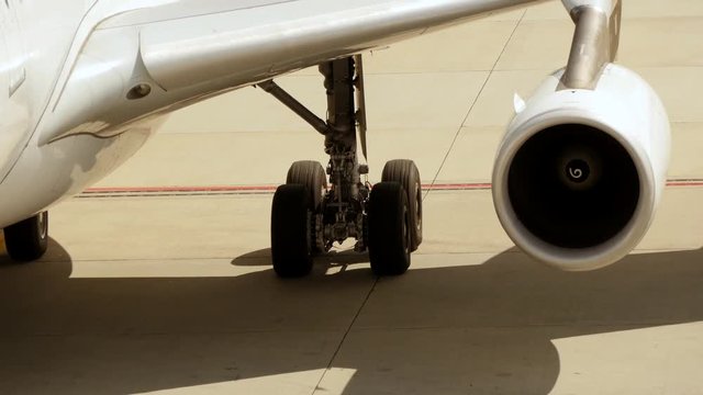 close up of plane turbine engine - airplane airport - flight flying