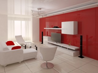 Modern design living room , interer hi-tech.