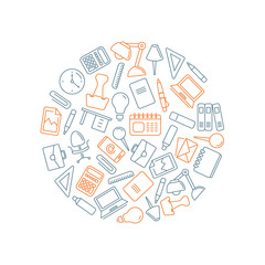 vector icons set of stationery