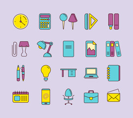 vector icons set of stationery