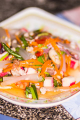 thai spicy noodle salad with tomato, Thai food