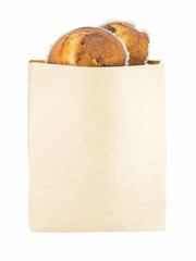 bread in bags on white