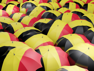 Umbrellas with flag of belgium