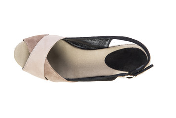 Women's red sandals on a white background, online shop