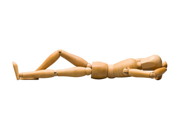 Wooden mannequin lying down