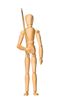 Wooden model dummy holding brush