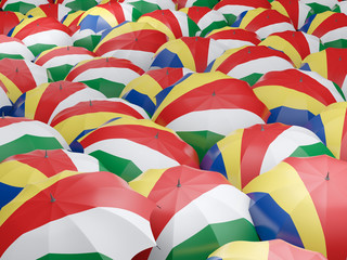 Umbrellas with flag of seychelles