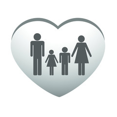 Family in grey heart