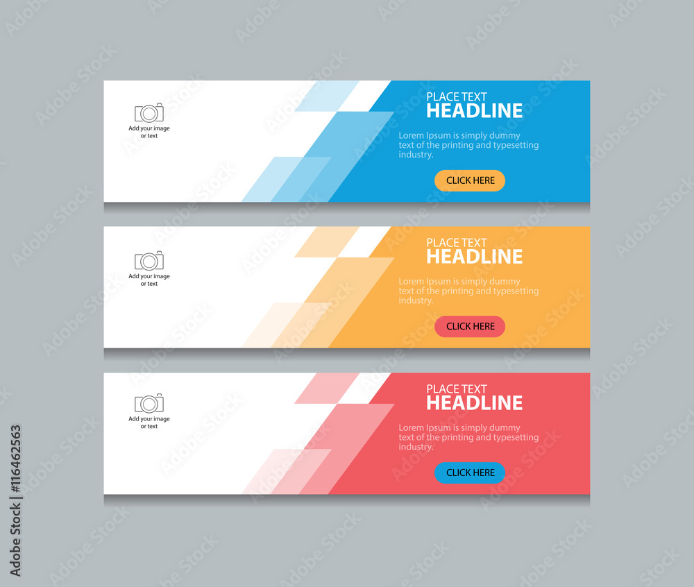 Aufkleber three color abstract web banner design template 