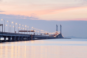 Fototapeta premium Penang Bridge view during sunrise, George Town Penang, Malaysia
