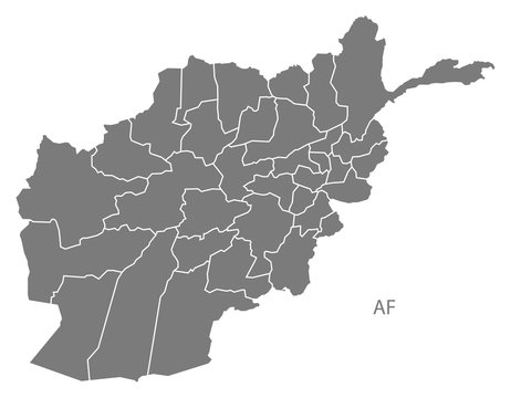 Afghanistan provinces Map grey
