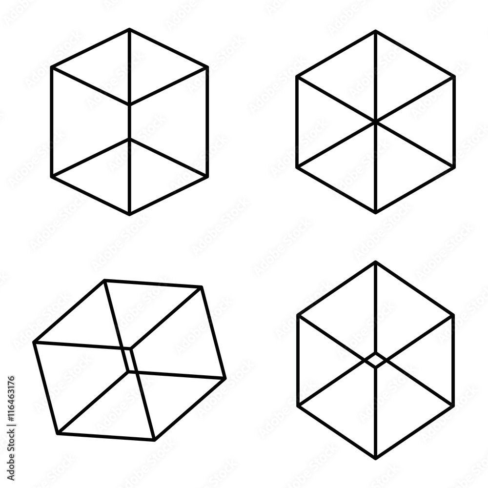 Wall mural kopfermann cubes optical illusion. it takes some time to see the cubes in the first row. if the cube