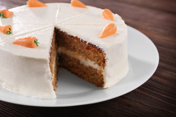 Delicious carrot cake, closeup