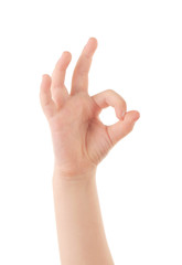 Child hand isolated on white
