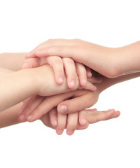 Kids hands isolated on white