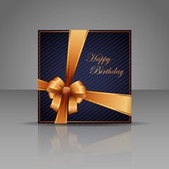 Birthday card with gold ribbon
