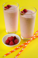 Healthy Breakfast. Raspberry smoothies.