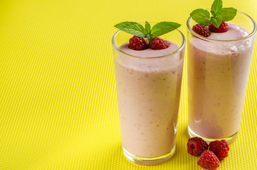 Healthy Breakfast. Raspberry smoothies.