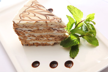 piece of cake on a plate with Mint