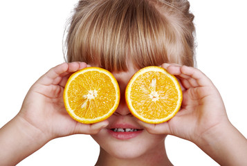 Little girl with orange