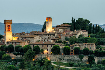 Corciano Umbria scenic view at twilight